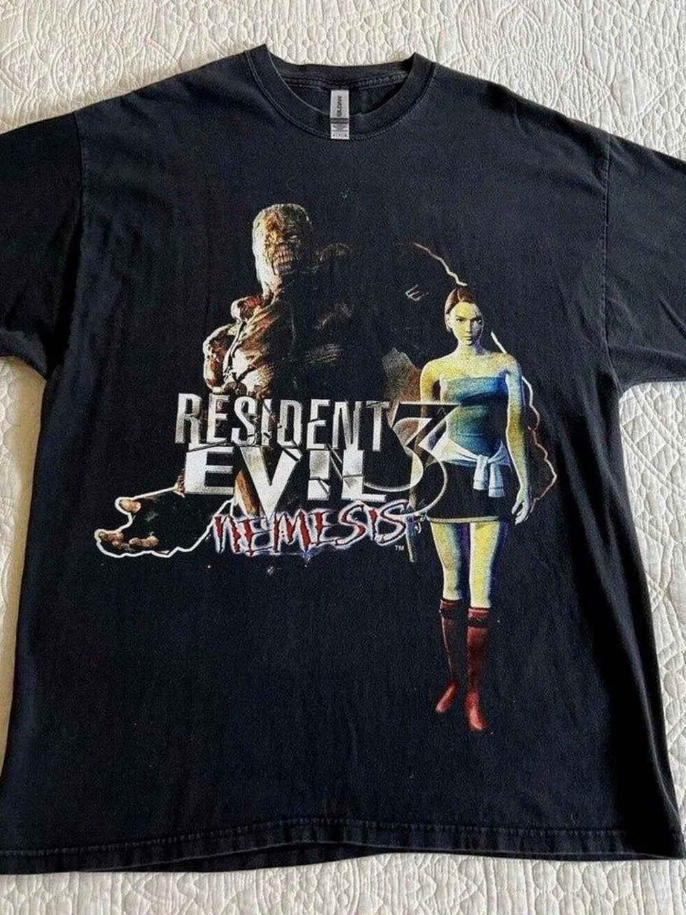 Gildan Black Resident Evil 3 Nemesis Graphic Tee Halloween Y2K